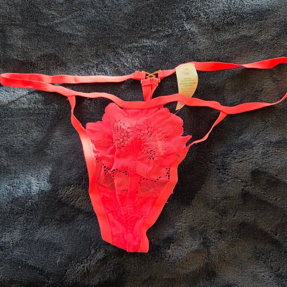 Aerie red lace g-string panties size large